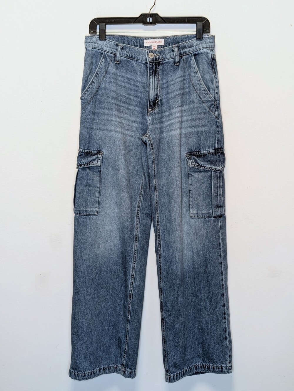Lucky Brand Cargo Jeans Size 4/27 Wide Leg Relaxed Utility Denim